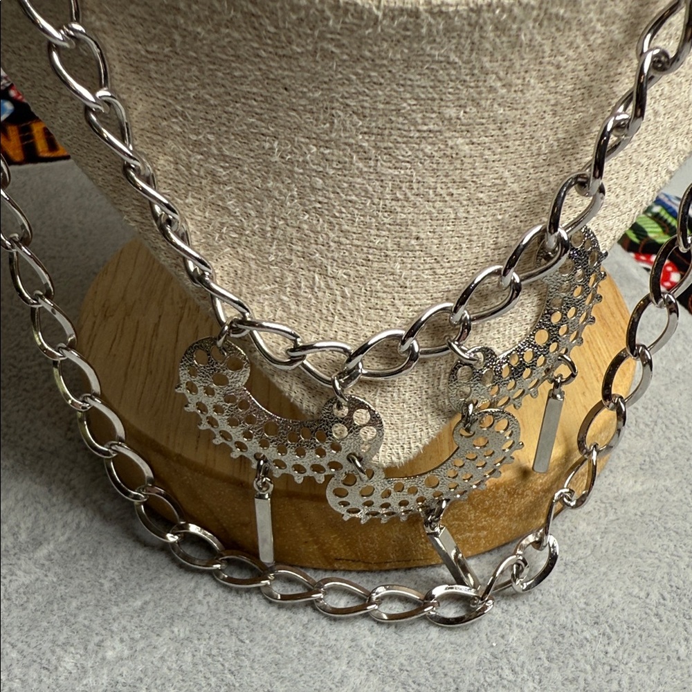 Pristine vintage double chain Elegant Silver (untested)  Chain Necklace MCM - Picture 8 of 12